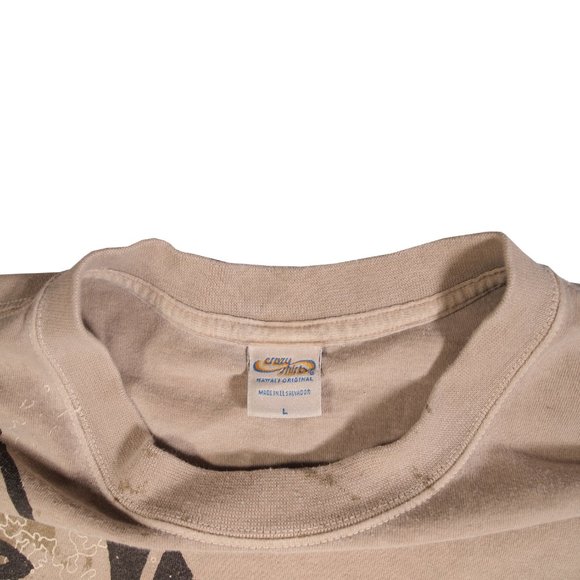 Hawaiian Shark and Fishhook Tshirt, Men's Size Large, Tan/Black, Crazy T-shirts - Picture 2 of 5